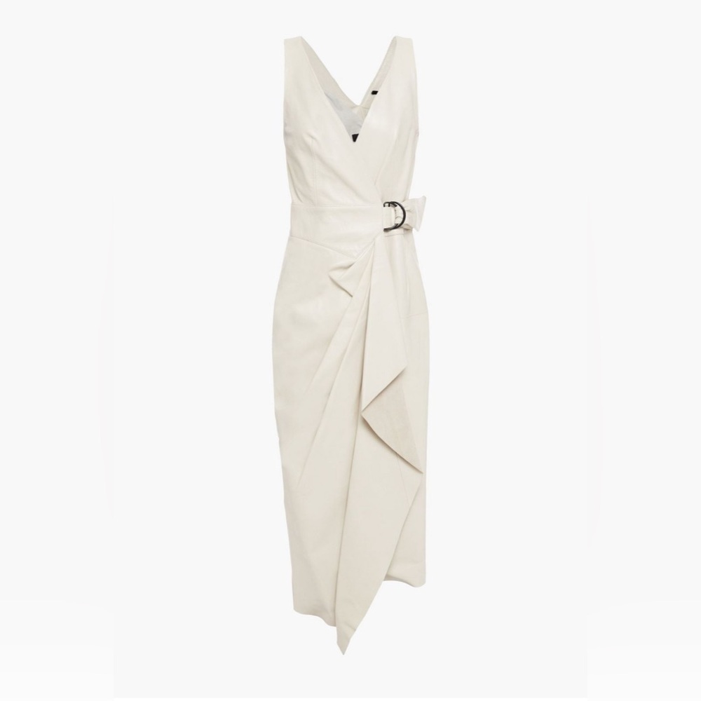 ISABEL MARANT
Fanelia asymmetric leather midi wrap dress